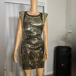 Bebe gold and black dress new